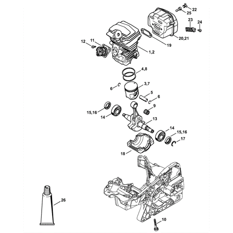Stihl MS 251 Chainsaw (MS251 C-BEQ) Parts Diagram, Cylinder