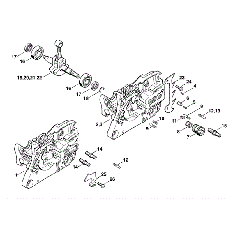 Stihl MS 280 Chainsaw (MS280) Parts Diagram, Crankcase