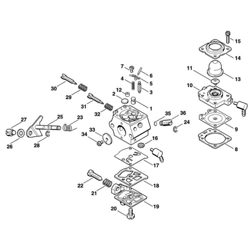Stihl HS 74 Petrol Hedgetrimmer (HS74) Parts Diagram, D-Carburetor WT-264