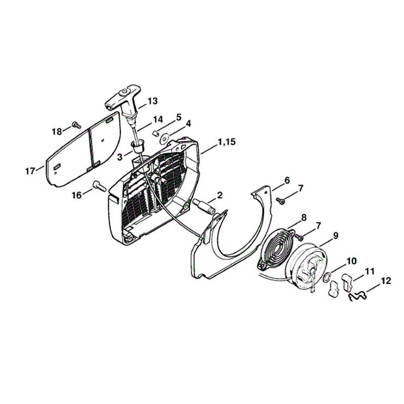 Stihl MS 650 Chainsaw (MS650 Magnum BR) Parts Diagram, Rewind Starter