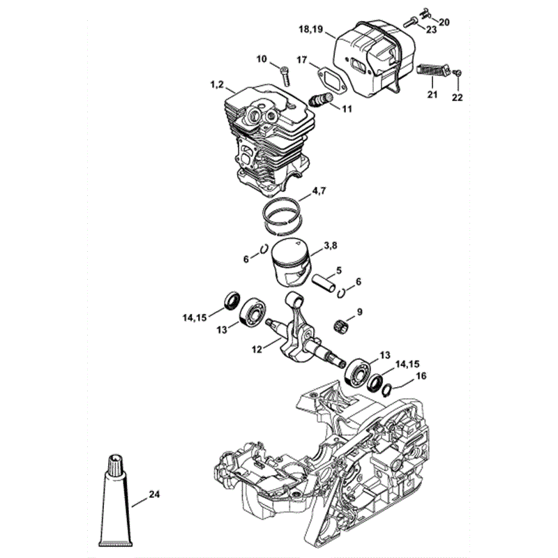 Stihl MS 311 Chainsaw (MS311) Parts Diagram, Cylinder