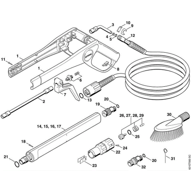 Stihl RE 160 K Pressure Washer (RE 160 K) Parts Diagram, H-Spray gun