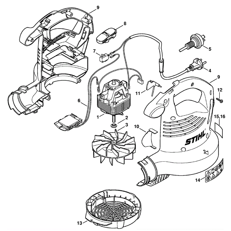 Stihl Electric Blowers (BGE71) Parts Diagram, BGE 71 - Electric motor