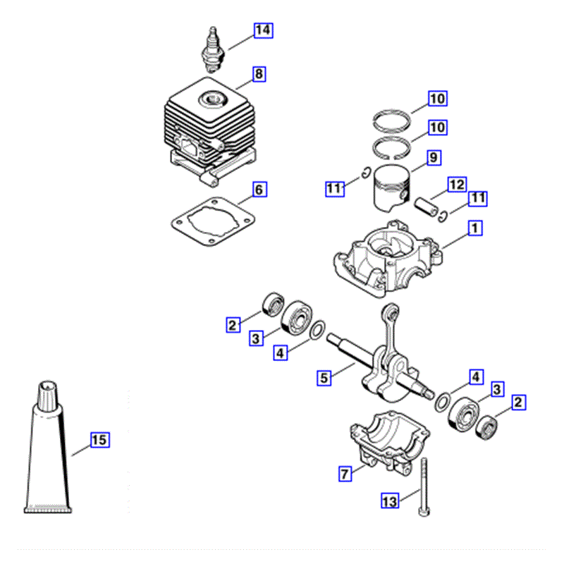 Stihl BG 85 Blower (BG85) Parts Diagram, CRANKCASE-CYLINDER