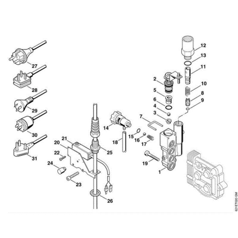 Stihl RE 160 K Pressure Washer (RE 160 K) Parts Diagram, F-Regulation valve block