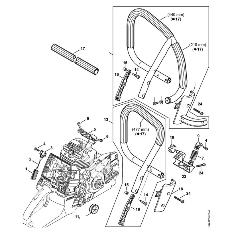 Stihl MS 661 CHAINSAW (MS 661 C-M) Parts Diagram, AV System, Handlebar