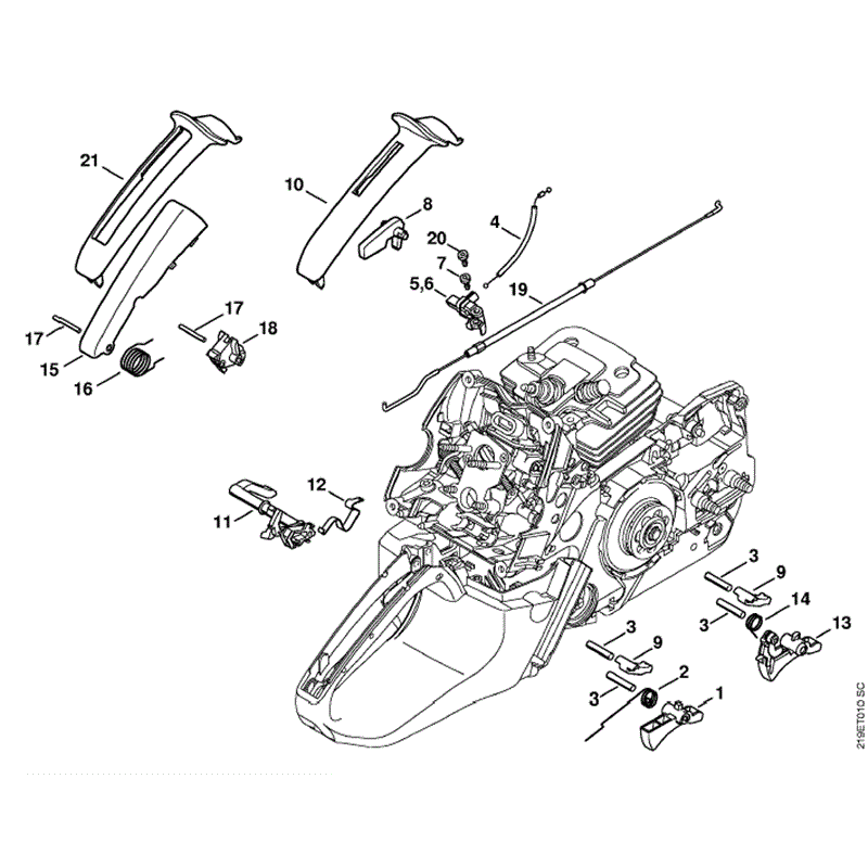 Stihl MS 441 Chainsaw (MS441 C-QZ) Parts Diagram, Throttle Control