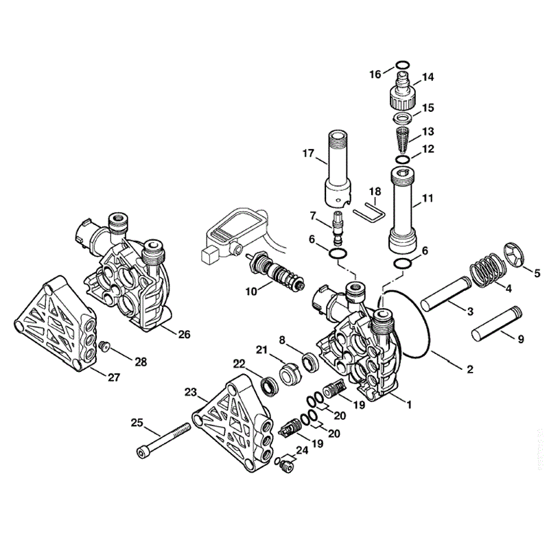 Stihl RE 126 K Pressure Washer (RE 126 K) Parts Diagram, Pump