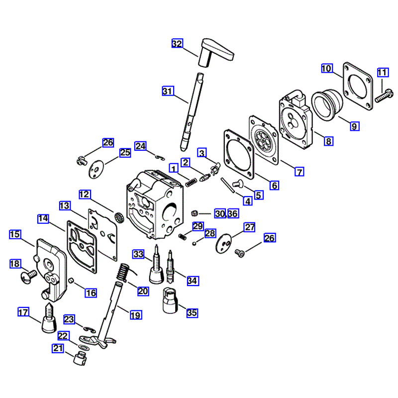 Stihl HS 81 R Petrol Hedgetrimmer (HS81R) Parts Diagram, Carburetor C1Q-S105