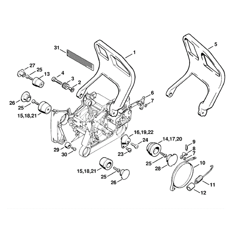 Stihl MS 650 Chainsaw (MS650 Magnum BR) Parts Diagram, AV System
