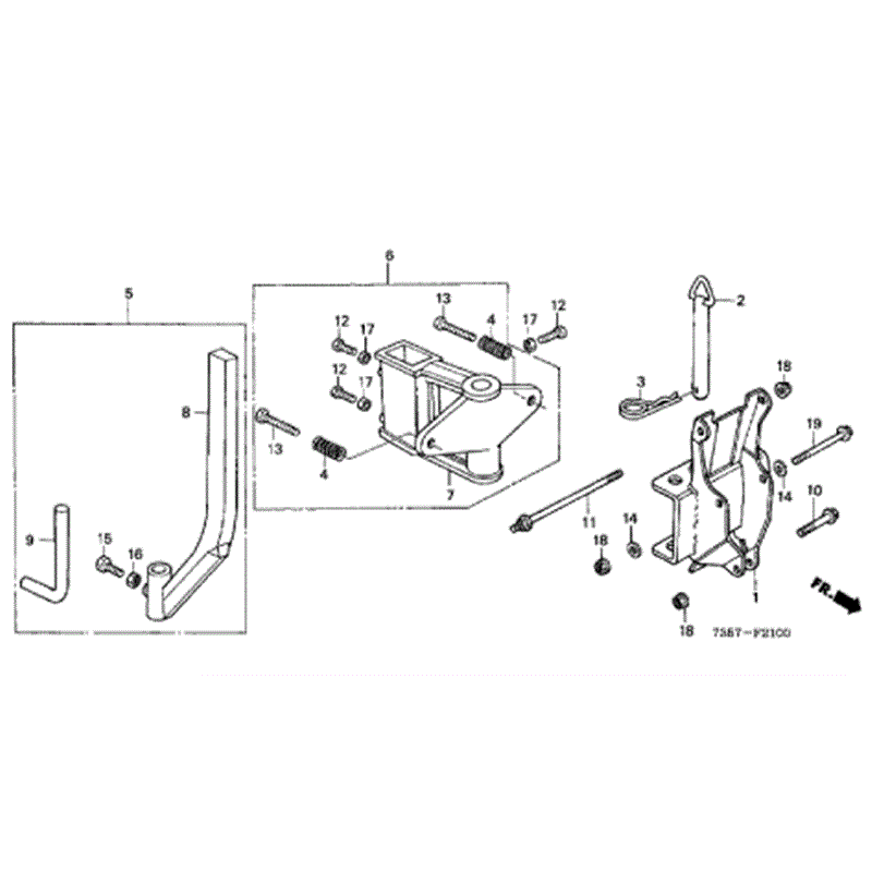 Honda F720 Large Tiller (with tines)  (F720-DAE1) Parts Diagram, REAR HITCH