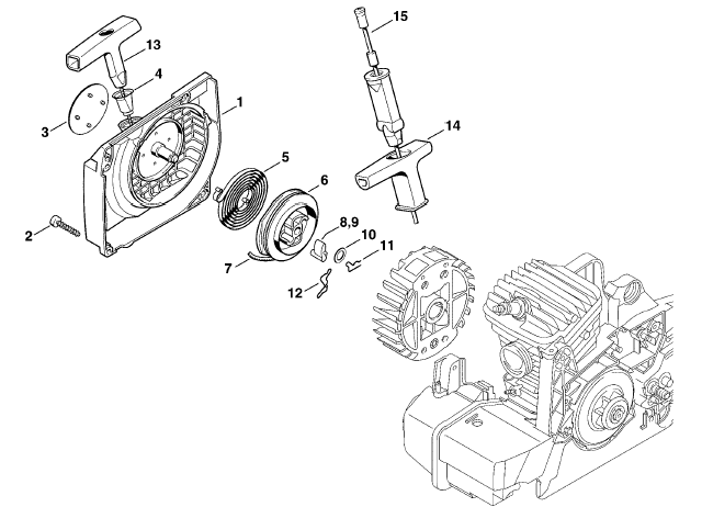 Fan housing with rewind starter