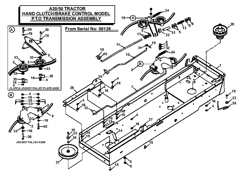Hand Clutch-Brake Control Model PTO Transmission Assembly from serial no 00126