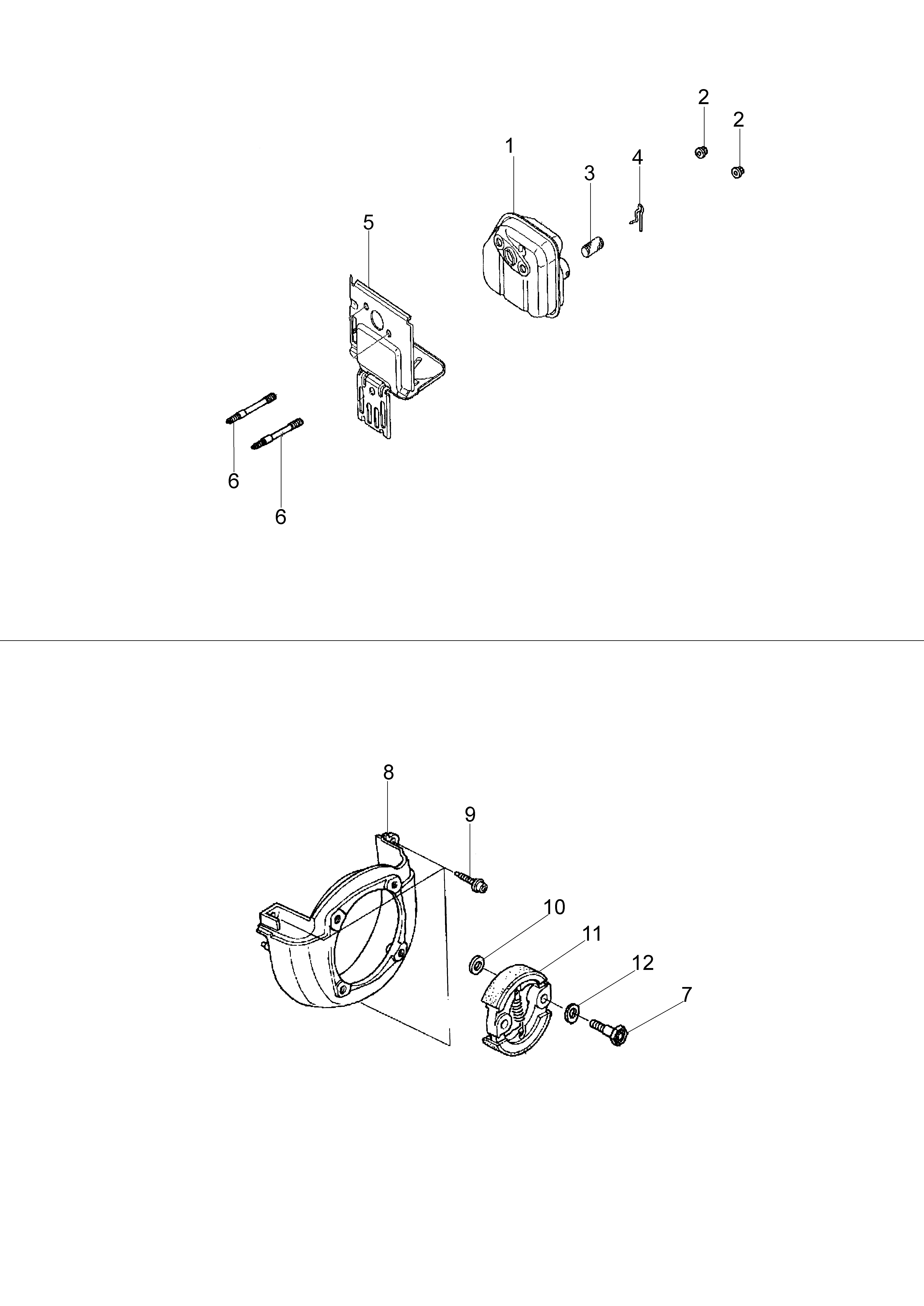 Muffler and clutch