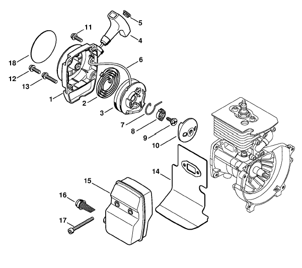 Rewind starter, Muffler