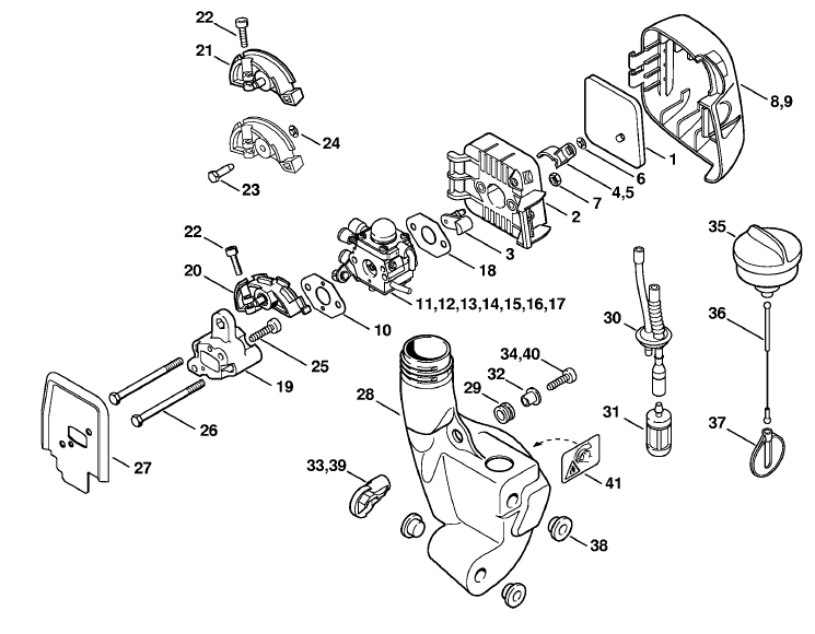 Air filter, Fuel tank
