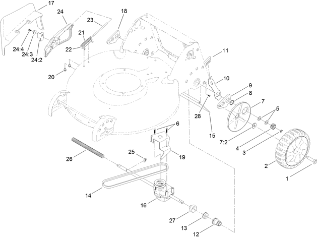 Rear Wheel Transmission and Side Discharge Chute Assembly