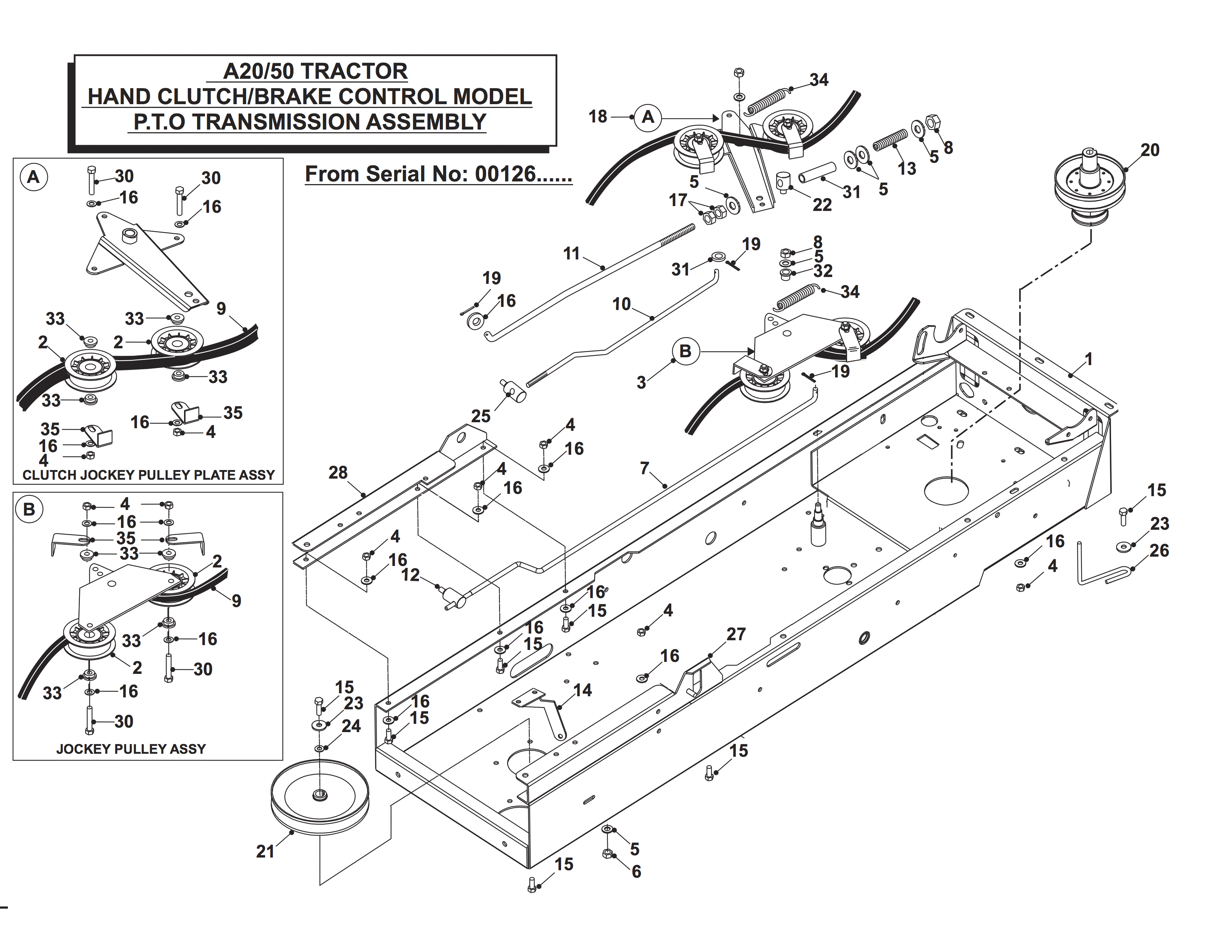 P.T.O. TRANSMISSION ASSEMBLY - HAND CLUTCH / BRAKE CONTROL
