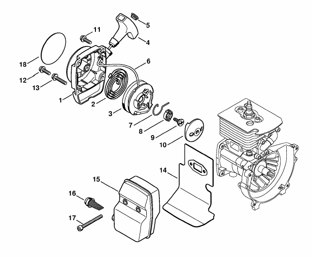 Rewind starter, Muffler