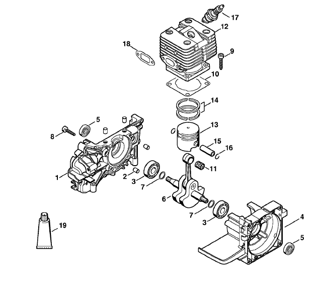 Crankcase, Cylinder FS 250, 250R
