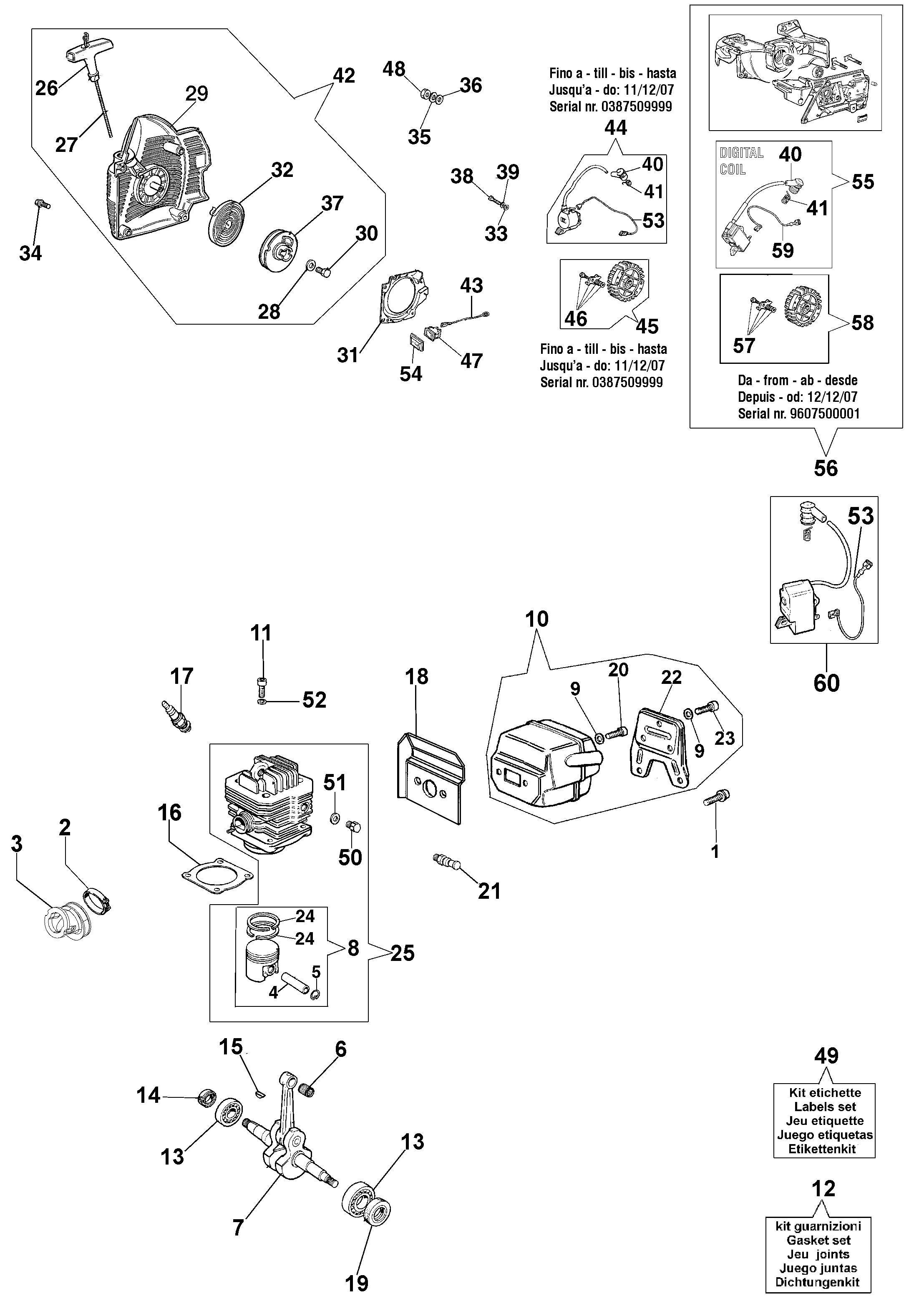 Starter assy and engine