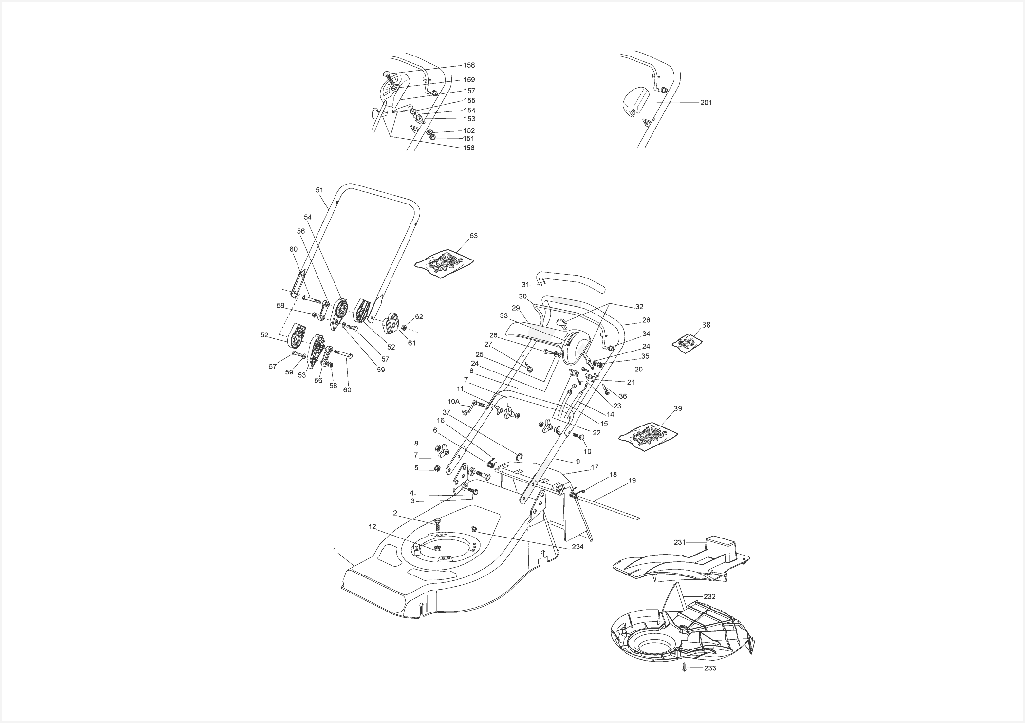 Handle Bars, Deck Assy