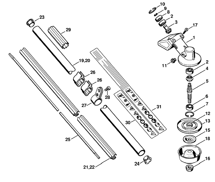 Gear head, Drive tube assembly