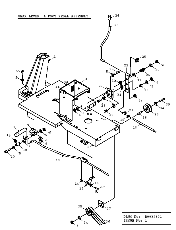 gear lever and foot pedal assembly