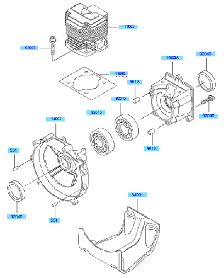 Cylinder	 Crankcase