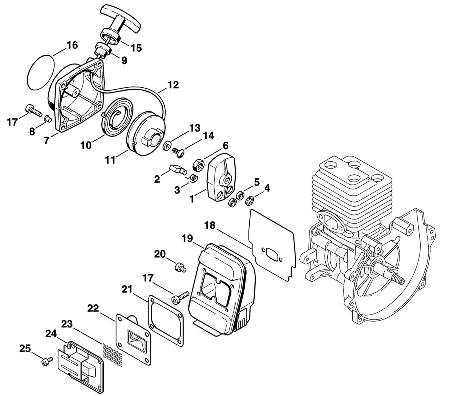 B-Rewind starter, Muffler