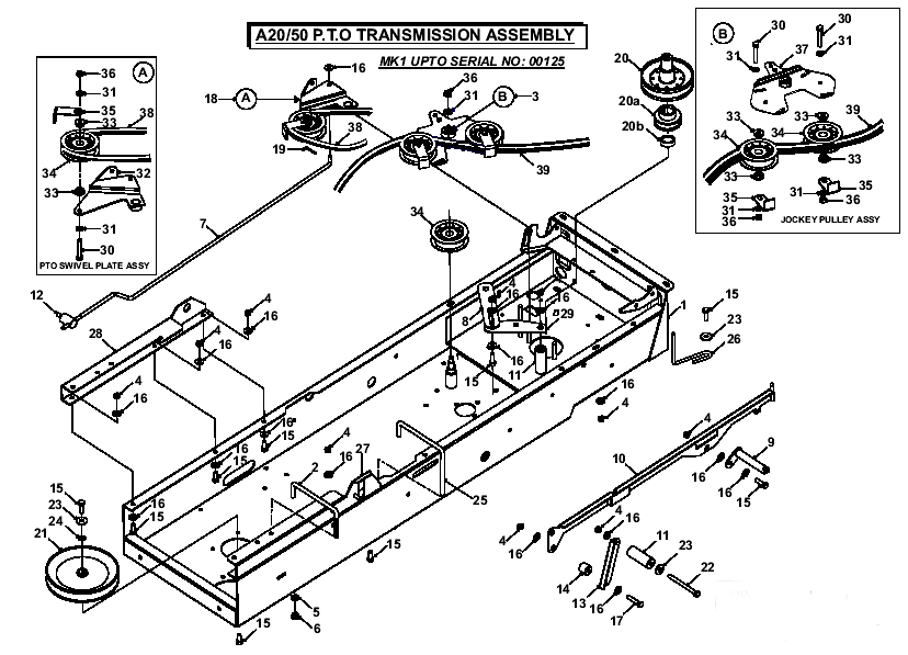 PTO Transmission Assembly MK1 up to serial no 00125