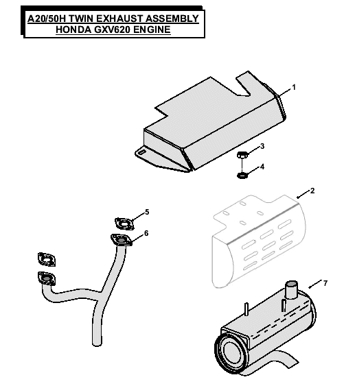Twin Exhaust assembly Honda GXV620 Engine