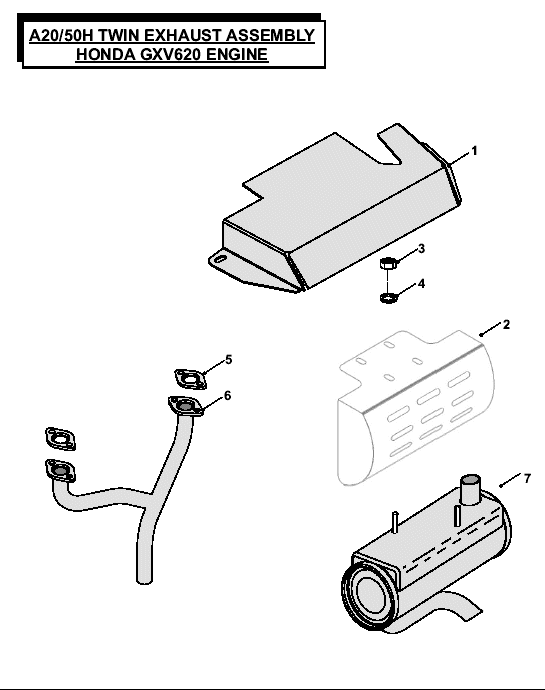 Twin Exhaust Assembly Honda GXV620 Engine