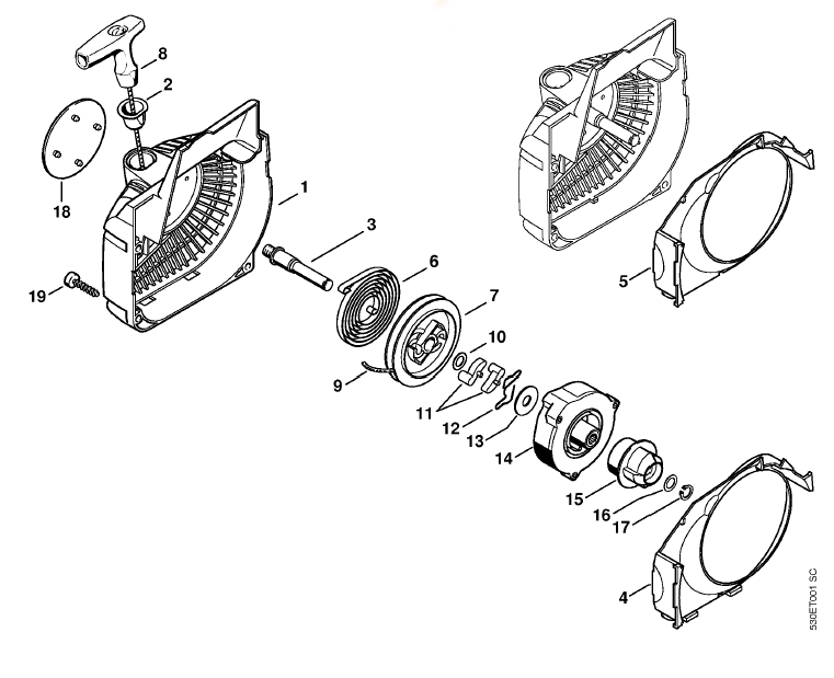 Fan Housing with Rewind Starter B