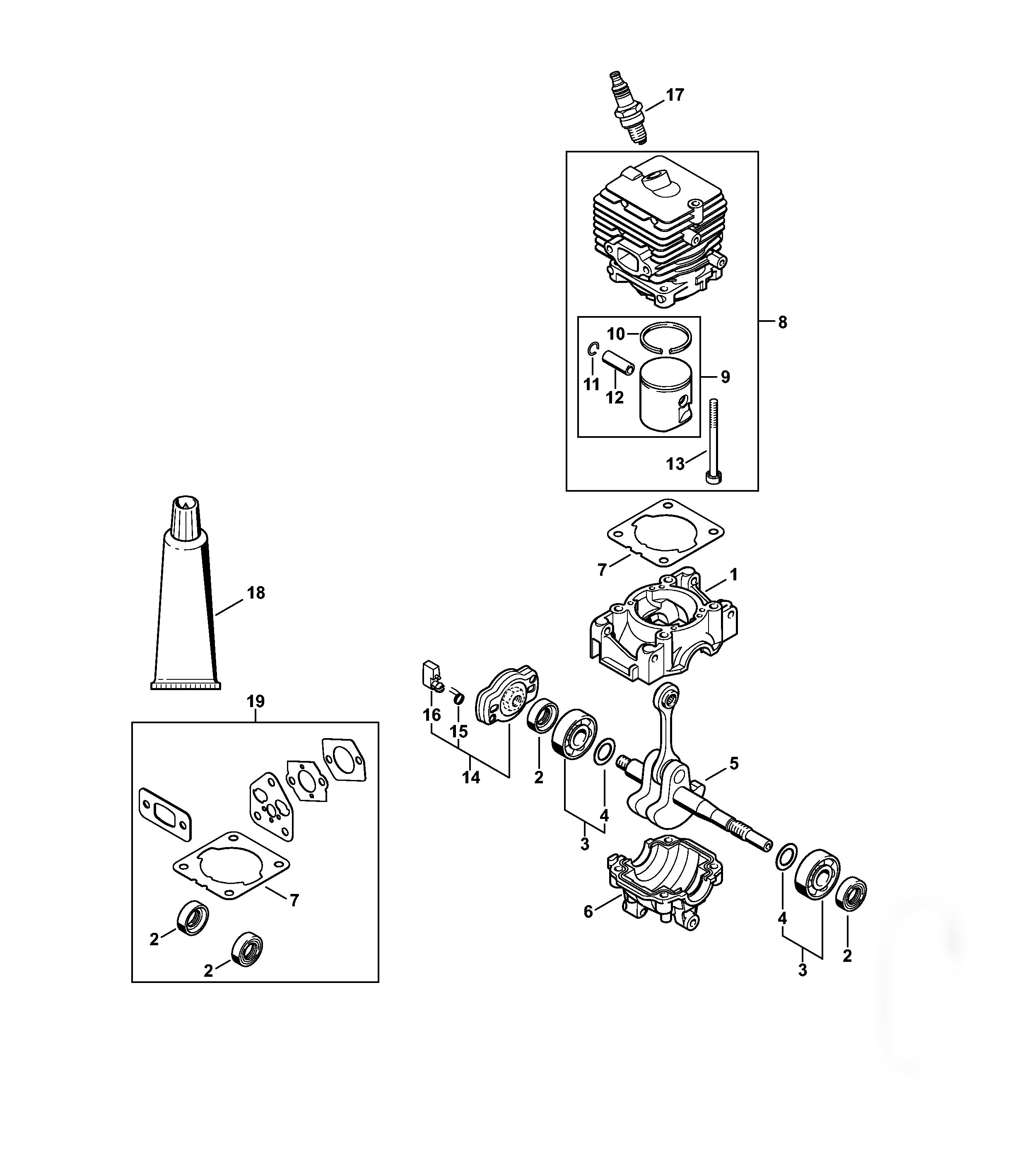 Crankcase, Cylinder