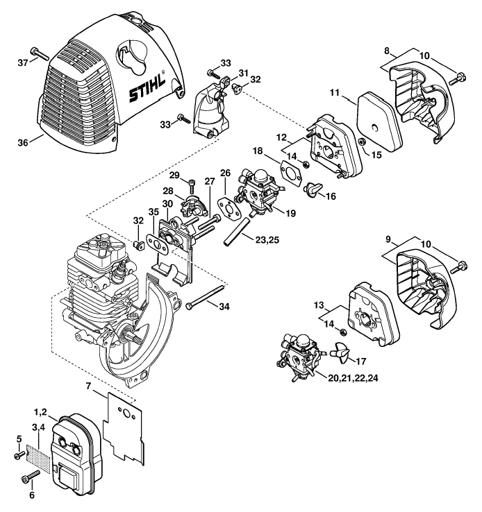 Muffler, Air filter