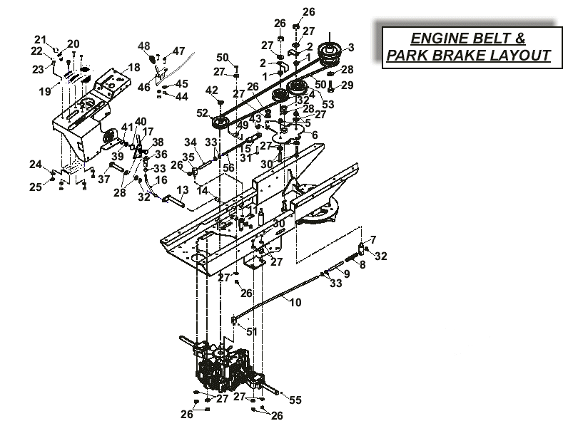 Engine Belt & Park Brake Layout