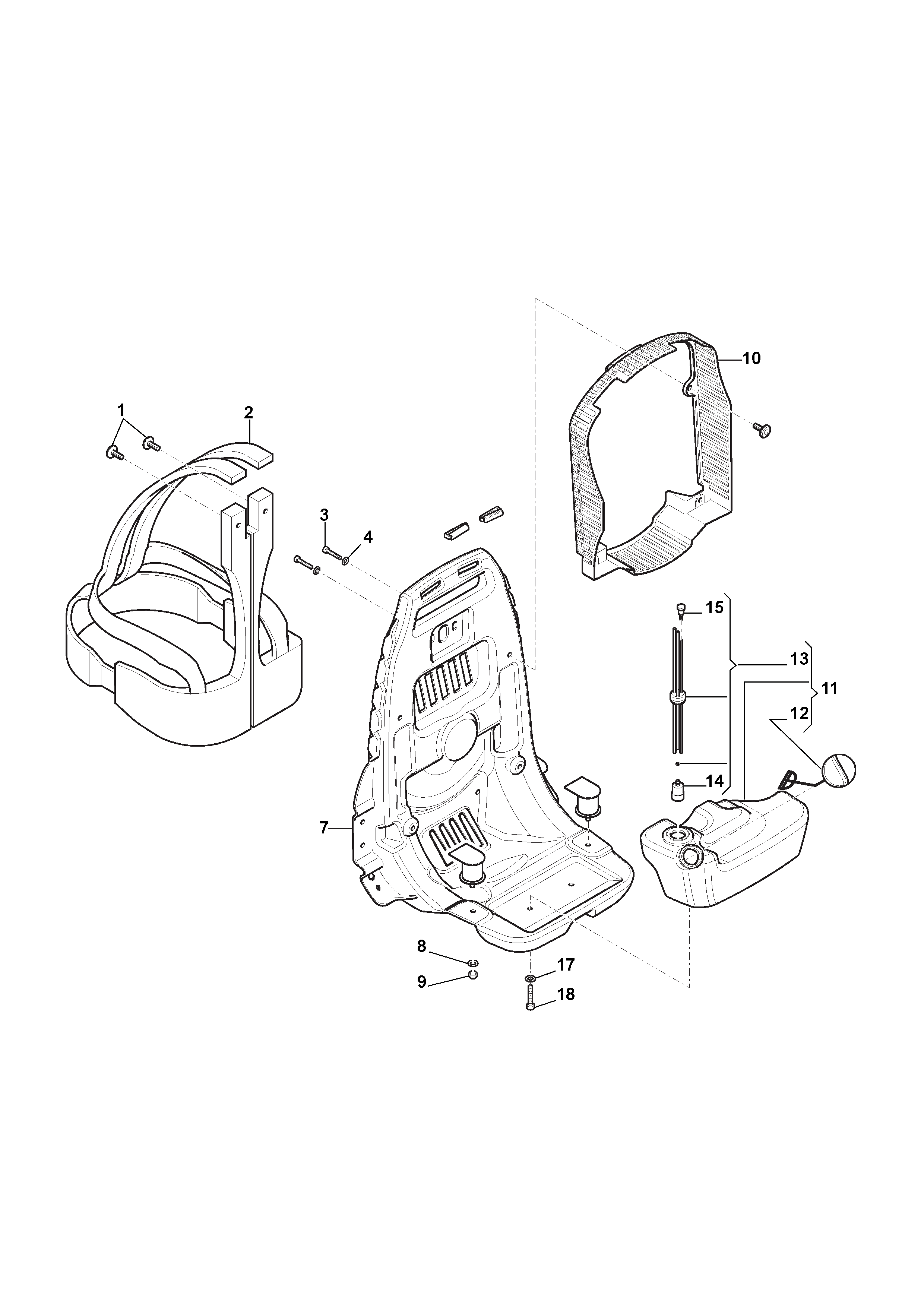Pack Support, Harness, Fuel Tank