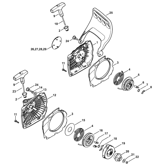 Rewind Starter & Hand Guard
