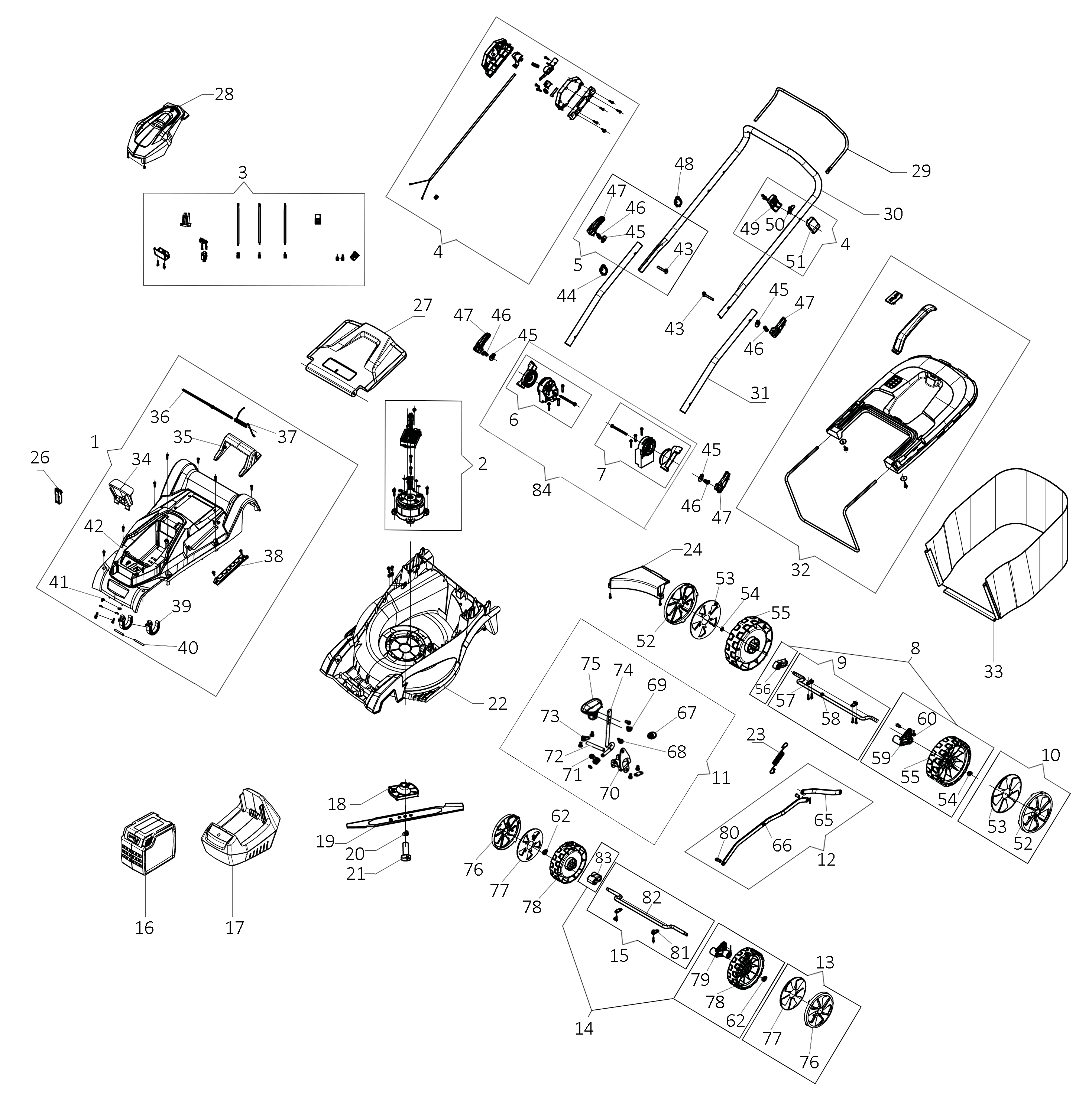 Complete illustrated parts list
