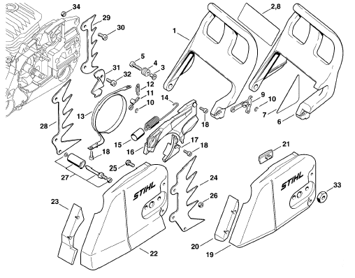 Chain brake - Chain sprkt cover