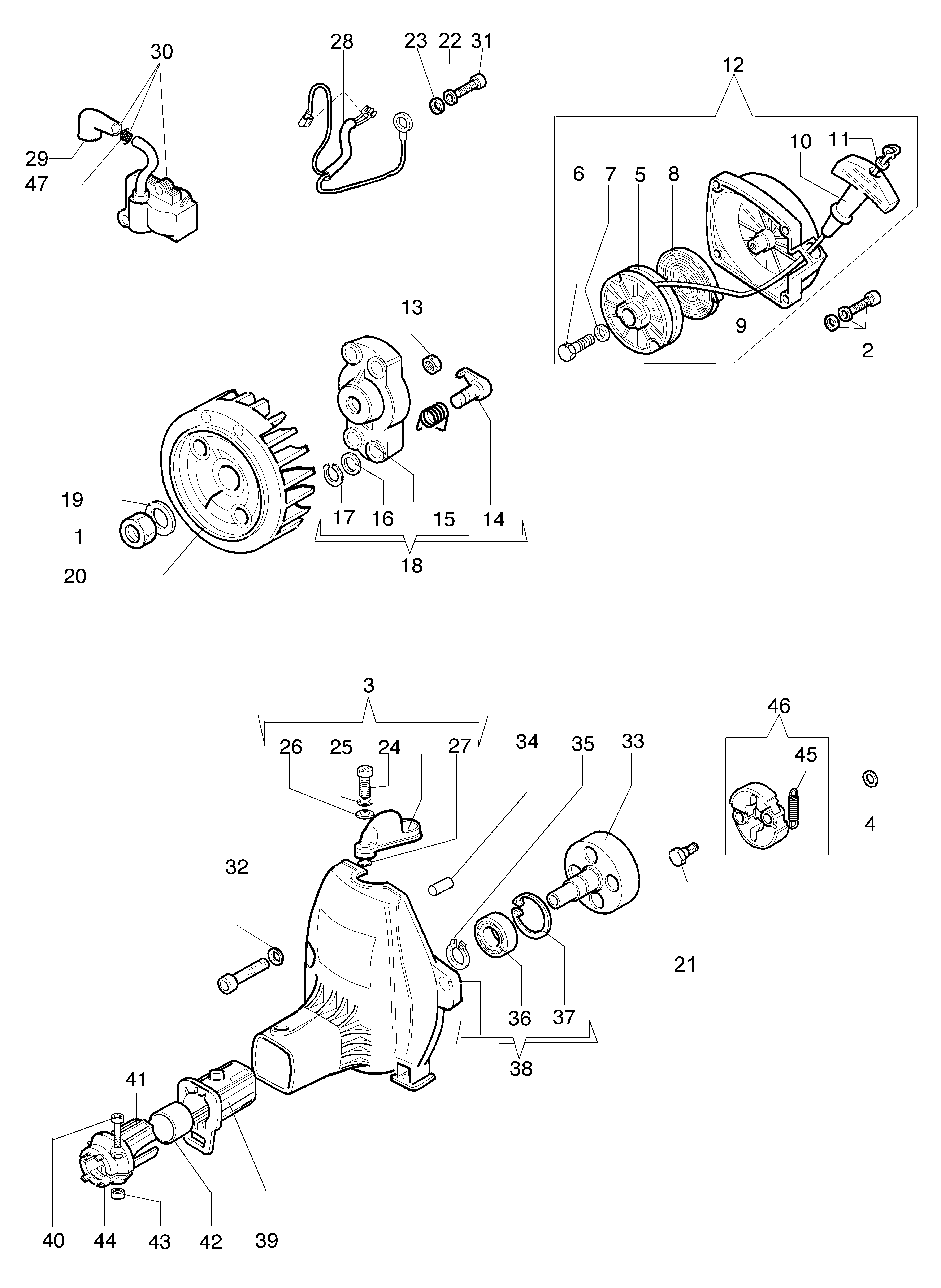 Starter assy and clutch