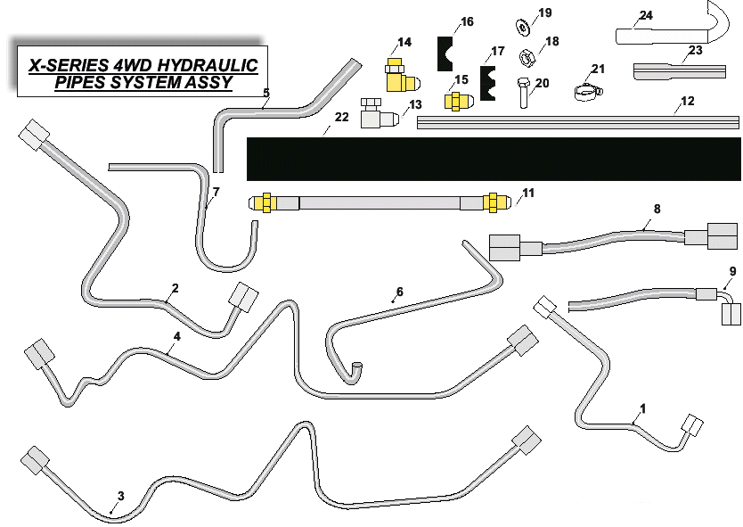 4WD Hydraulic Pipes System Assembly