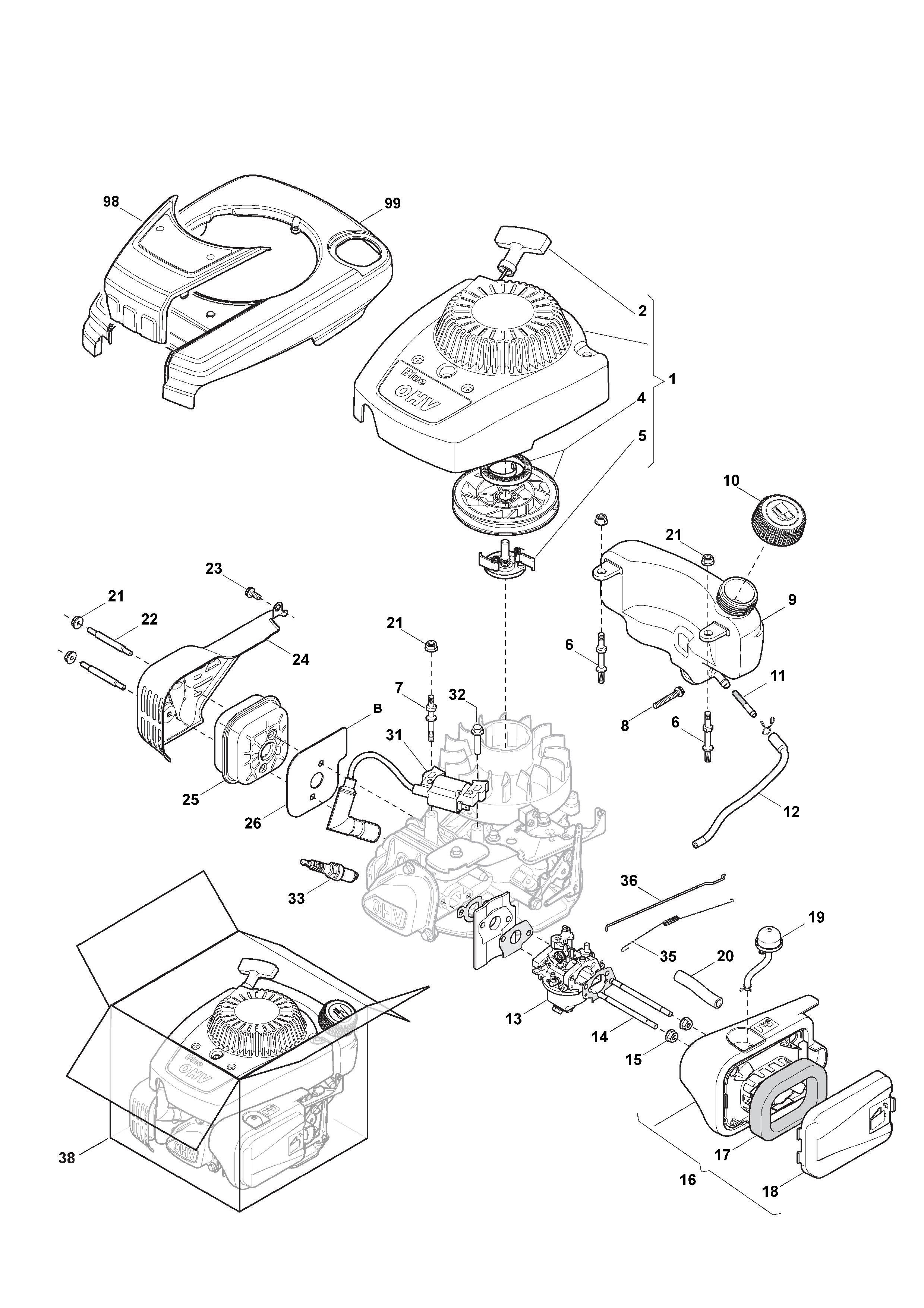  Carburettor, Tank