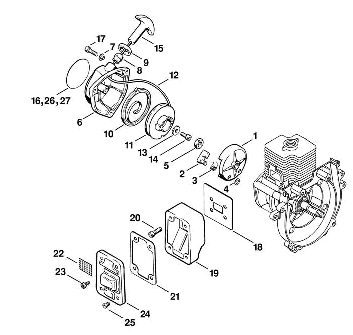 B-Rewind starter, Muffler