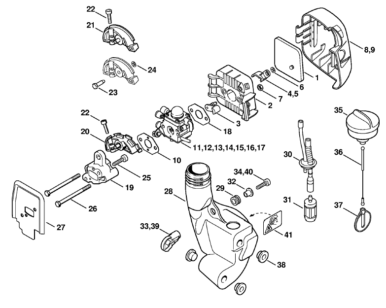 Air filter, Fuel tank