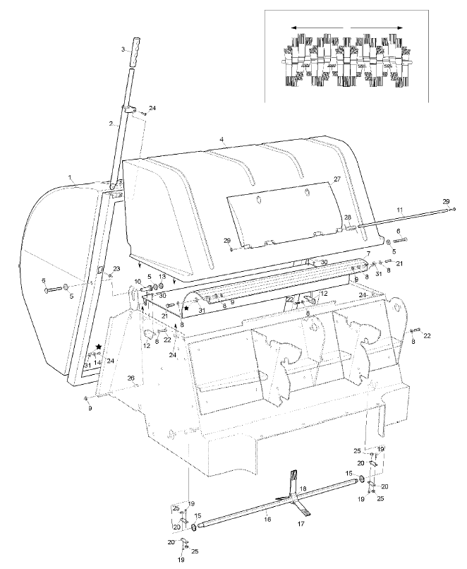 Hopper-Brush Assembly