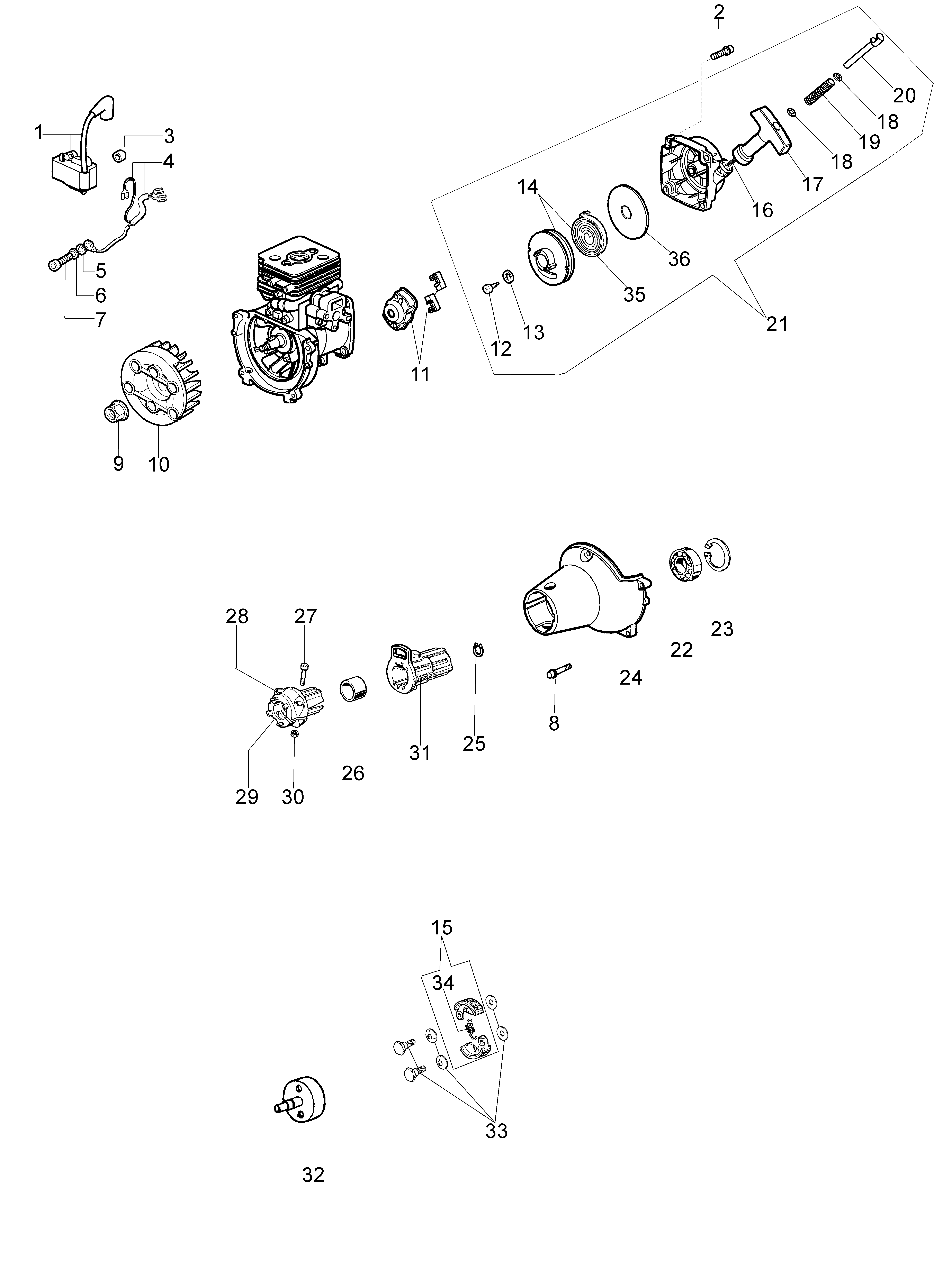 Starter assy and clutch