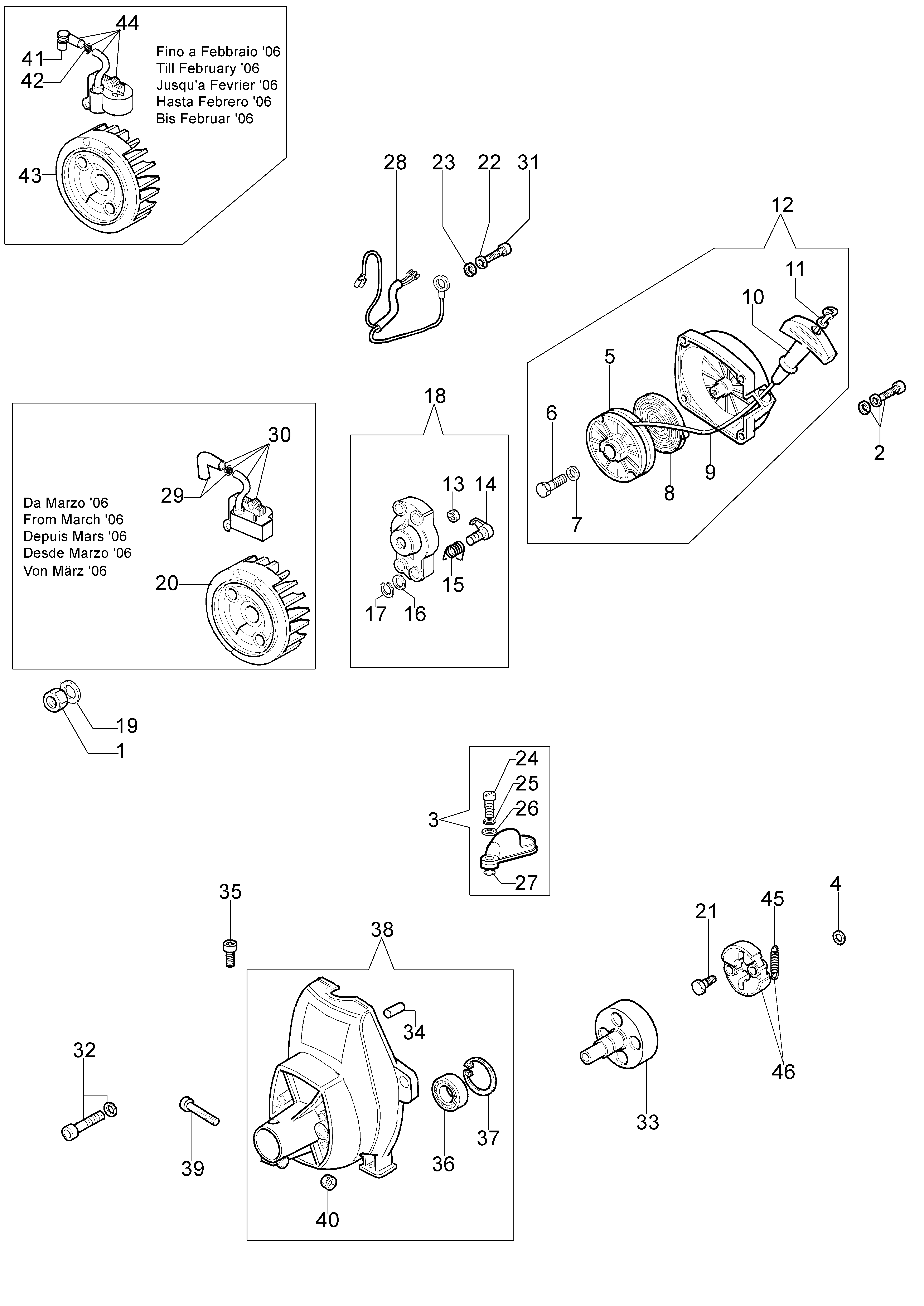 Starter assy and clutch