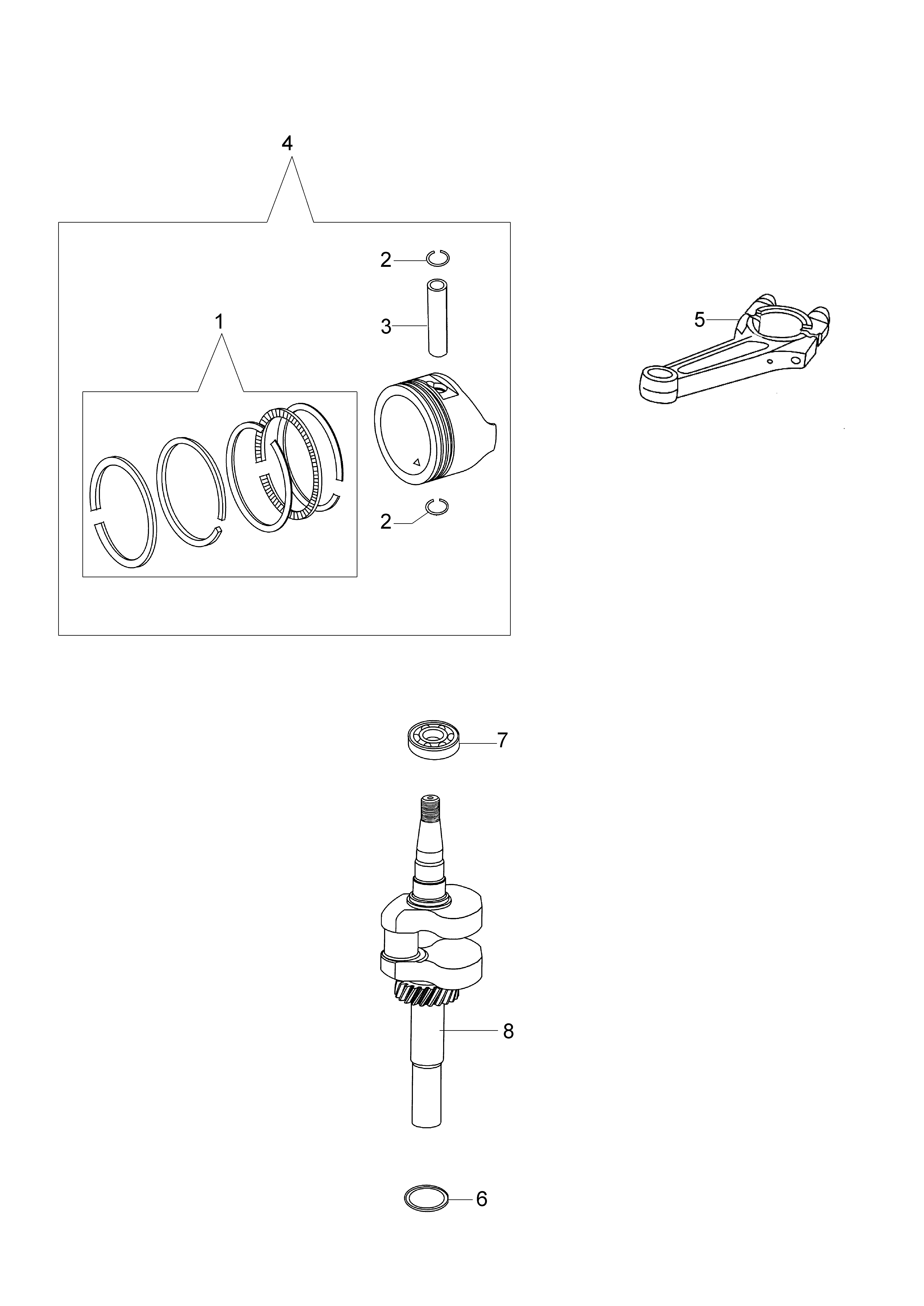 Crankshaft and piston